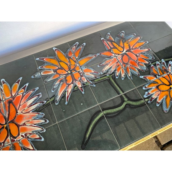 Image 1 of Vintage grijs keramiek en zwart stalen salontafel, 1960