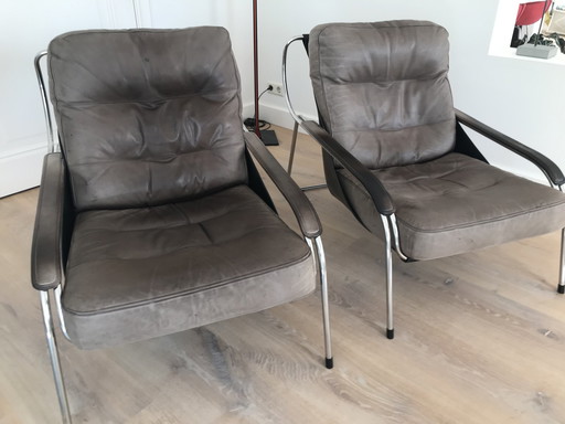 2x Zanotta Maggiolina Loungestoelen