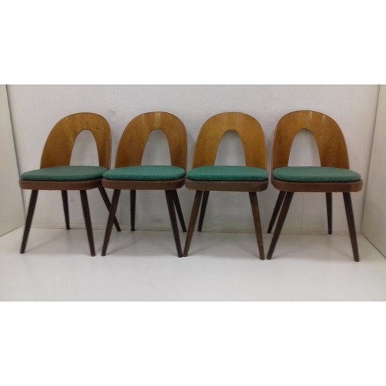 Image 1 of Set van 4 vintage houten en stoffen eetkamerstoelen van Antonín Šuman, jaren 1960