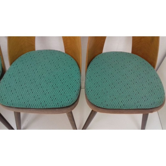 Image 1 of Set van 4 vintage houten en stoffen eetkamerstoelen van Antonín Šuman, jaren 1960