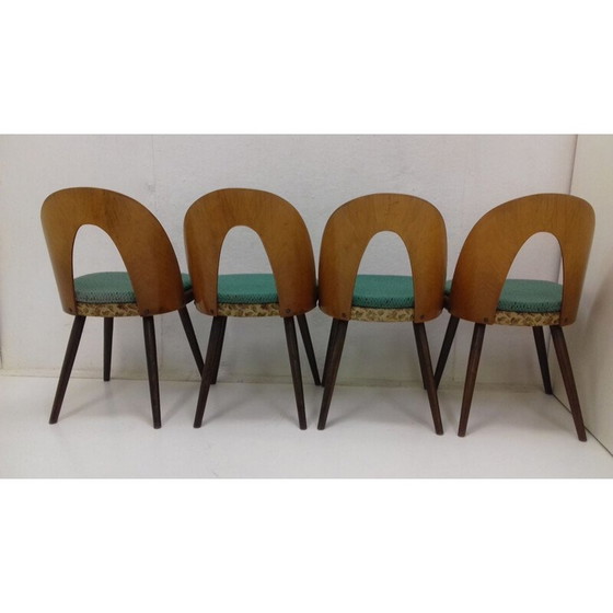 Image 1 of Set van 4 vintage houten en stoffen eetkamerstoelen van Antonín Šuman, jaren 1960