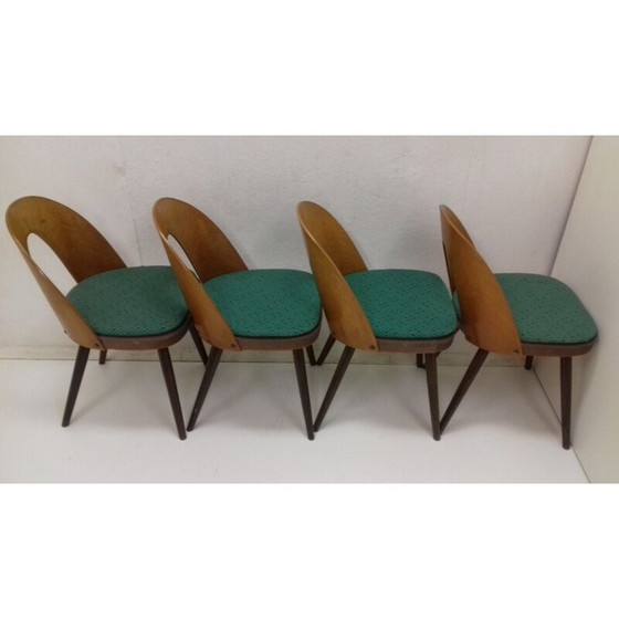 Image 1 of Set van 4 vintage houten en stoffen eetkamerstoelen van Antonín Šuman, jaren 1960