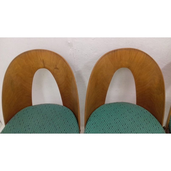 Image 1 of Set van 4 vintage houten en stoffen eetkamerstoelen van Antonín Šuman, jaren 1960