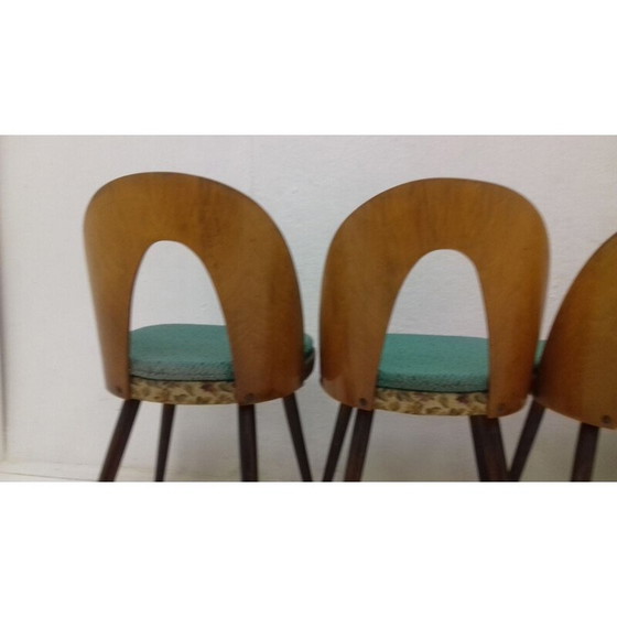 Image 1 of Set van 4 vintage houten en stoffen eetkamerstoelen van Antonín Šuman, jaren 1960