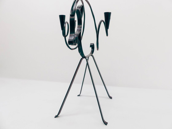 Image 1 of Vintage Scandinavische IJzeren Fawn Kandelaar Ystad Metall 1960