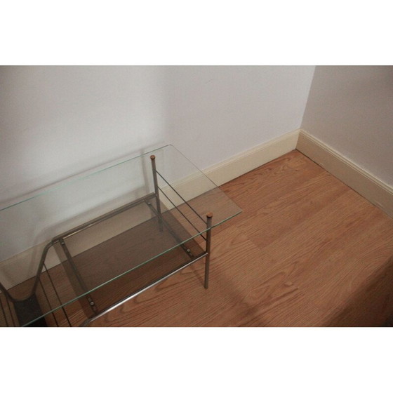 Image 1 of Vintage metalen en glazen salontafel, 1960
