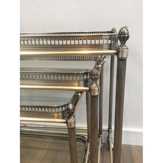 Image 1 of Suite van 3 Vintage Franse 1970 Nesting Tables op wielen