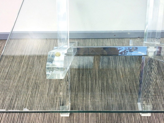 Image 1 of Plexiglas & Glas Lage Tafel. Vintage 80S