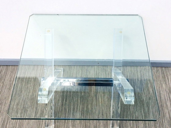 Image 1 of Plexiglas & Glas Lage Tafel. Vintage 80S