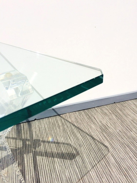 Image 1 of Plexiglas & Glas Lage Tafel. Vintage 80S