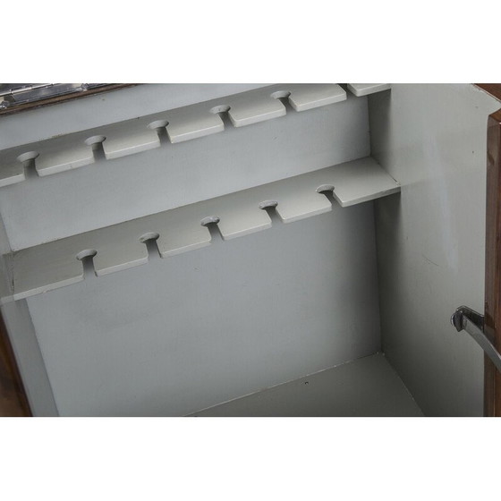 Image 1 of Vintage Art Deco trolley in walnoot en verchroomd staal voor Thonet, Oostenrijk 1930