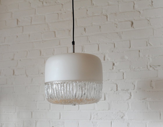 Image 1 of Peill & Putzler Hanglamp Nizza, Opaal- En Kristal Glazen Plafondlamp Met Reliëf