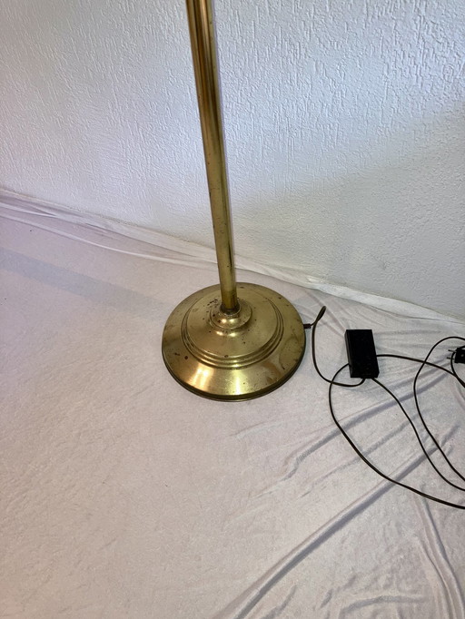 Vintage Vloerlamp Messing Met Melkglas Bol 