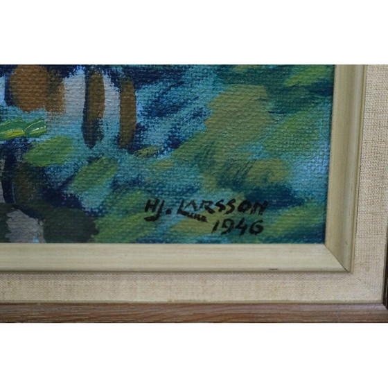 Image 1 of Vintage schilderij door Hjamar Larsson, Zweden 1946