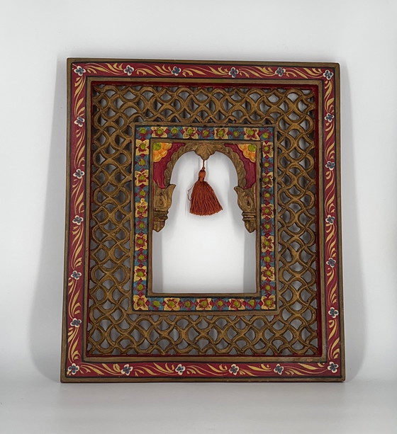 Image 1 of Jharokha Rajasthani Houten Vintage Wandframe Traditioneel Wanddecor India Azië