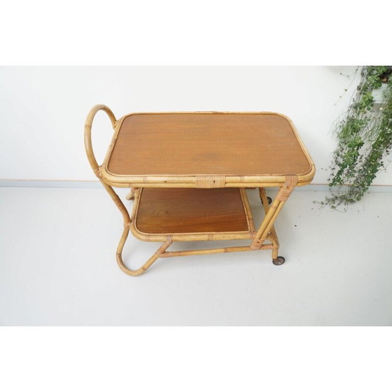 Image 1 of Vintage rotan dienblad van bamboe 1960