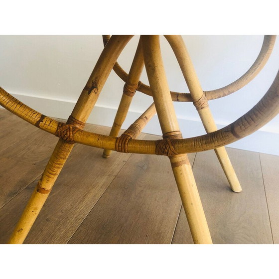 Image 1 of Vintage salontafel van rotan en hout, 1970