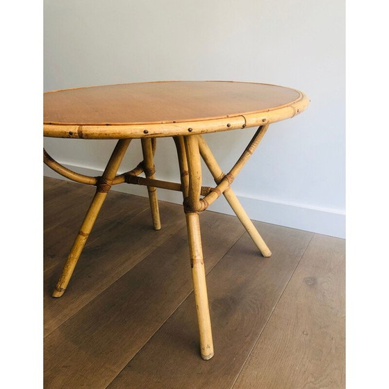 Image 1 of Vintage salontafel van rotan en hout, 1970