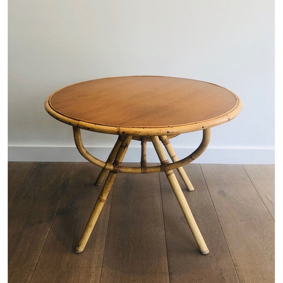 Image 1 of Vintage salontafel van rotan en hout, 1970