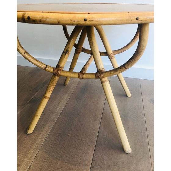 Image 1 of Vintage salontafel van rotan en hout, 1970
