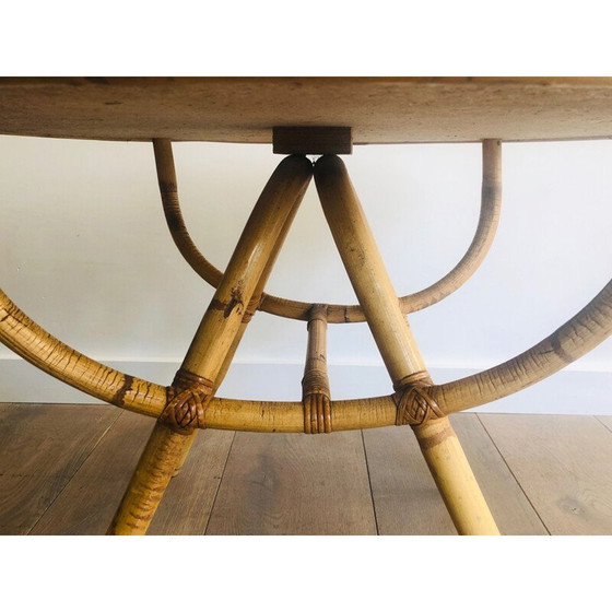 Image 1 of Vintage salontafel van rotan en hout, 1970