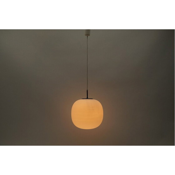 Image 1 of Vintage opaline glazen plafondlamp voor Limburg, Duitsland 1960