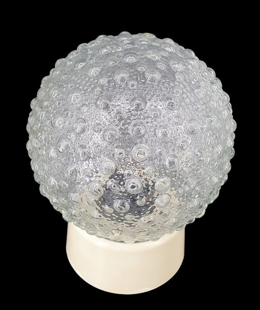 2117 Vintage Glazen Plafonniere Met Bubbeltjes