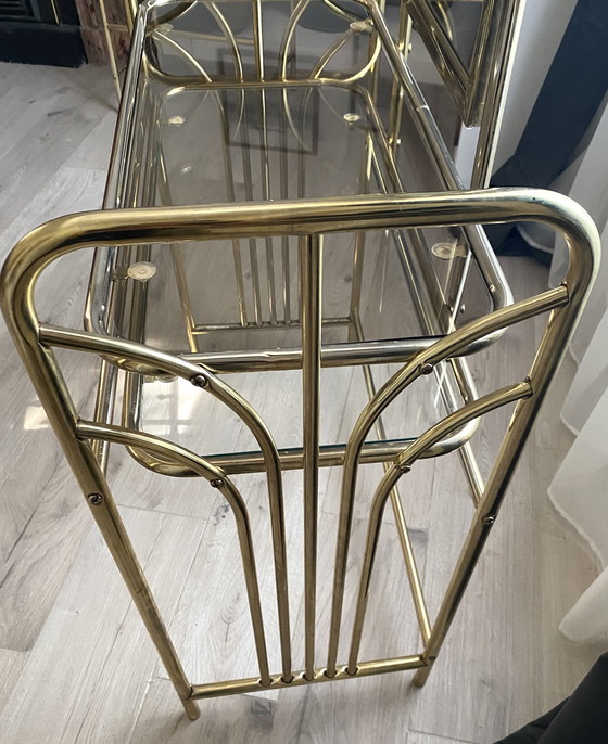 Image 1 of Verguld metalen kaptafel en fauteuil, Vintage