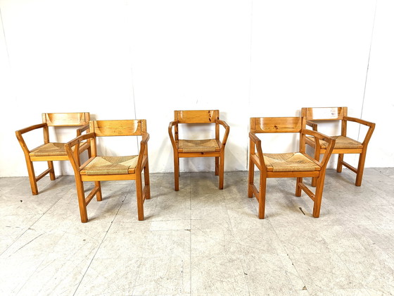 Image 1 of Vintage scandinavische grenenhouten eetkamerstoelen, jaren 1960 door GM Mobler