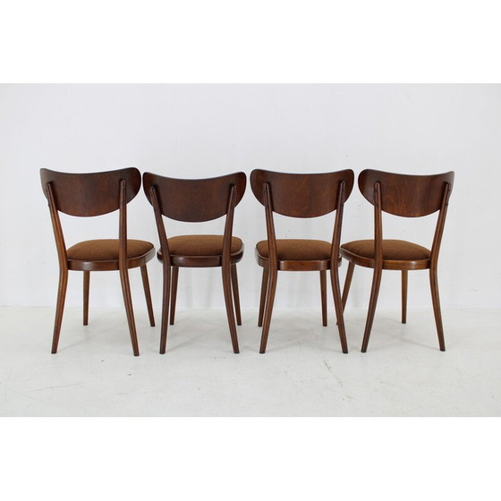Image 1 of Set van 4 vintage beukenhouten lusstoelen, Tsjecho-Slowakije 1950