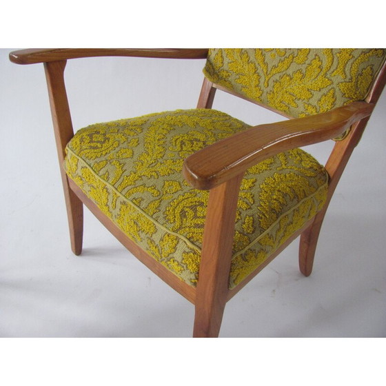 Image 1 of Vintage damesfauteuil in geel, Tsjechoslowakije 1940