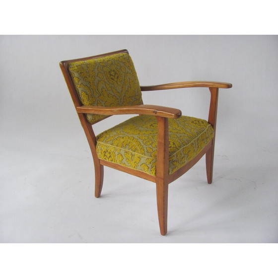 Image 1 of Vintage damesfauteuil in geel, Tsjechoslowakije 1940