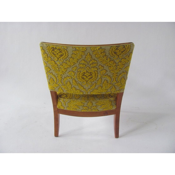 Image 1 of Vintage damesfauteuil in geel, Tsjechoslowakije 1940