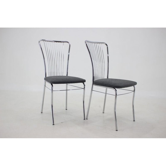 Image 1 of Set van vintage 6 Italiaanse eetkamerstoelen in bouclé stof, jaren 1970