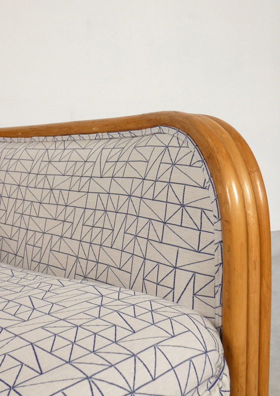 Image 1 of Sofa Bamboo And Rattan With Graphic Fabric 