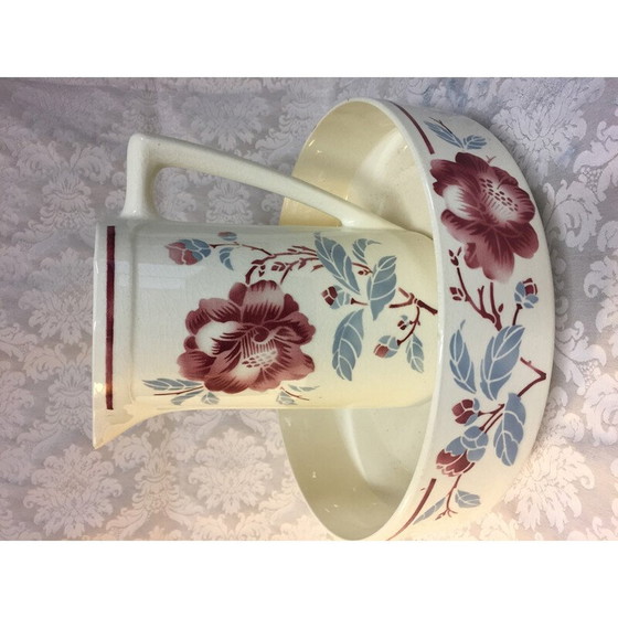 Image 1 of Vintage Art Nouveau wit aardewerk toiletset, Frankrijk 1900