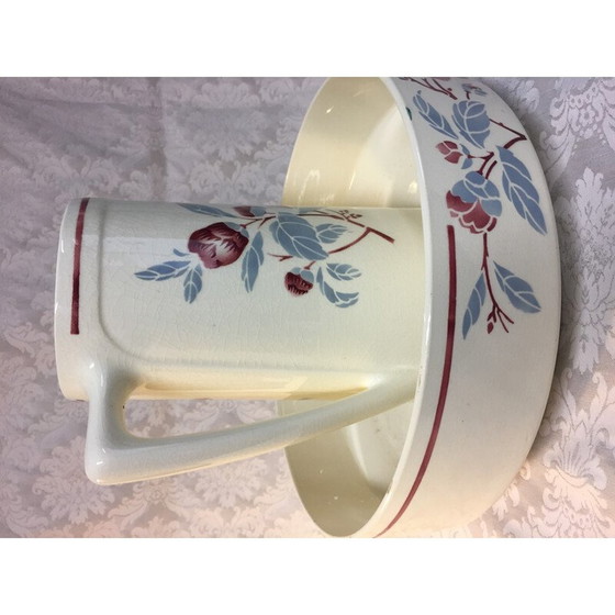 Image 1 of Vintage Art Nouveau wit aardewerk toiletset, Frankrijk 1900