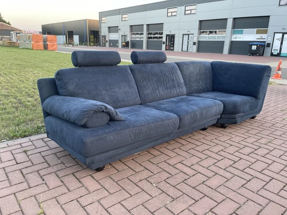 Image 1 of Natuzzi Blauwe stoffen hoekbank