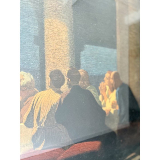 Image 1 of Het Laatste Avondmaal Vintage Christelijke Duitse Prent uit de jaren 30 Ingelijst