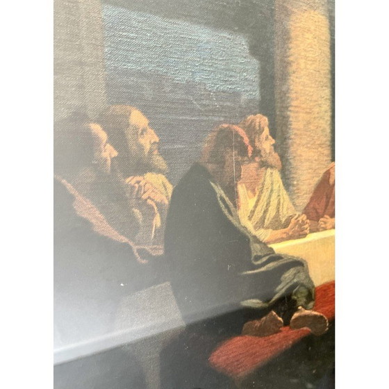 Image 1 of Het Laatste Avondmaal Vintage Christelijke Duitse Prent uit de jaren 30 Ingelijst