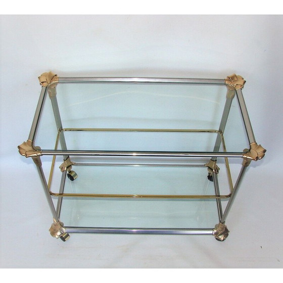 Image 1 of Mid century aluminium en glazen trolleybar, jaren 1970