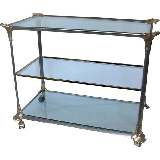 Image 1 of Mid century aluminium en glazen trolleybar, jaren 1970