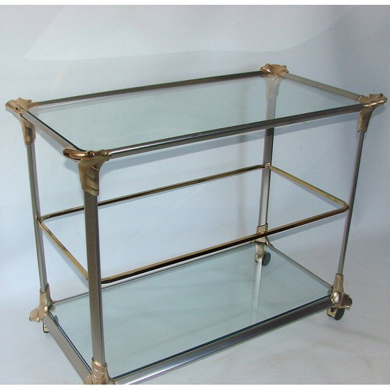 Image 1 of Mid century aluminium en glazen trolleybar, jaren 1970