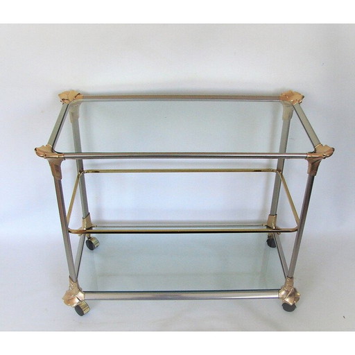 Mid century aluminium en glazen trolleybar, jaren 1970