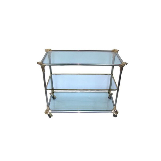 Image 1 of Mid century aluminium en glazen trolleybar, jaren 1970