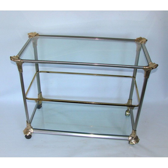 Image 1 of Mid century aluminium en glazen trolleybar, jaren 1970