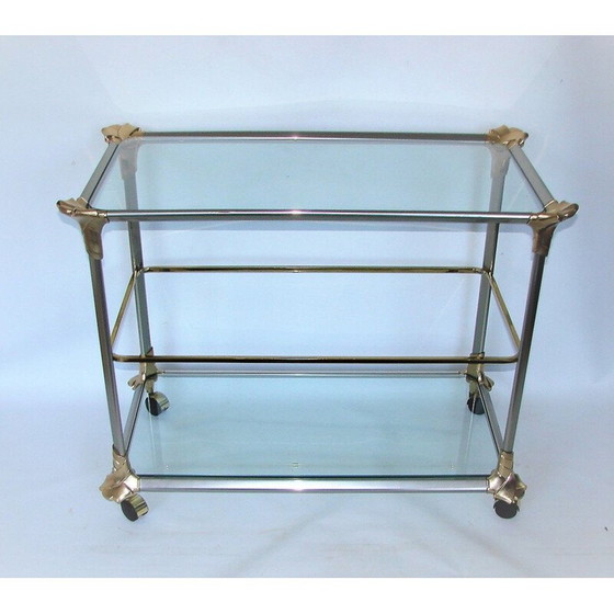 Image 1 of Mid century aluminium en glazen trolleybar, jaren 1970