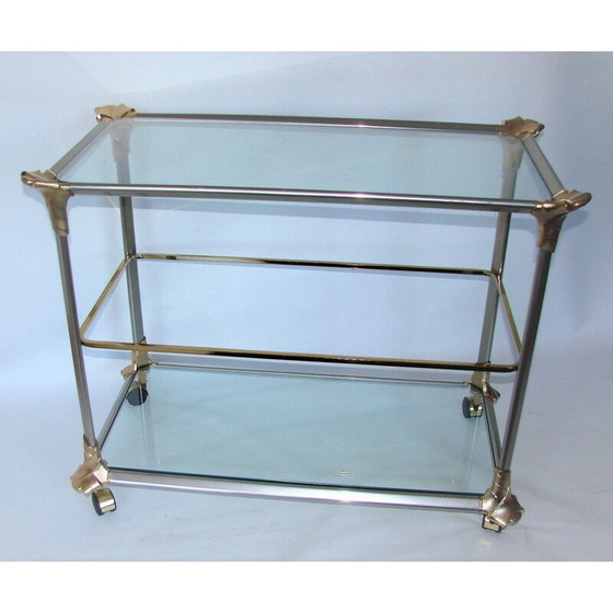 Image 1 of Mid century aluminium en glazen trolleybar, jaren 1970