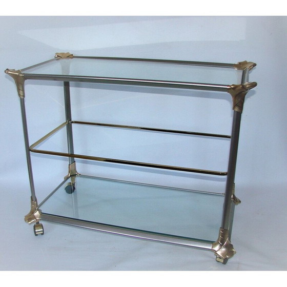 Image 1 of Mid century aluminium en glazen trolleybar, jaren 1970