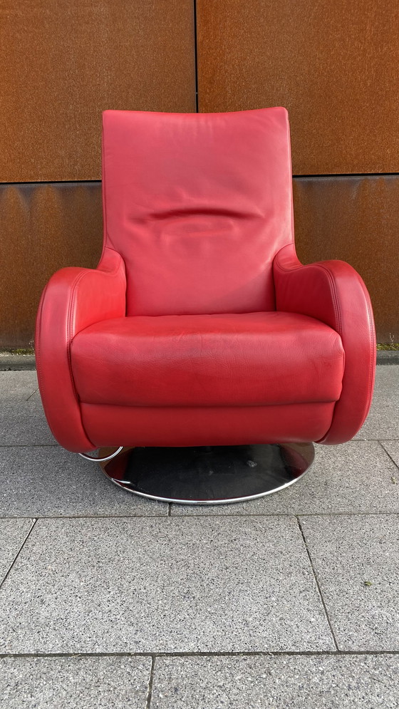 Image 1 of Koinor Design schommelstoel leer rood